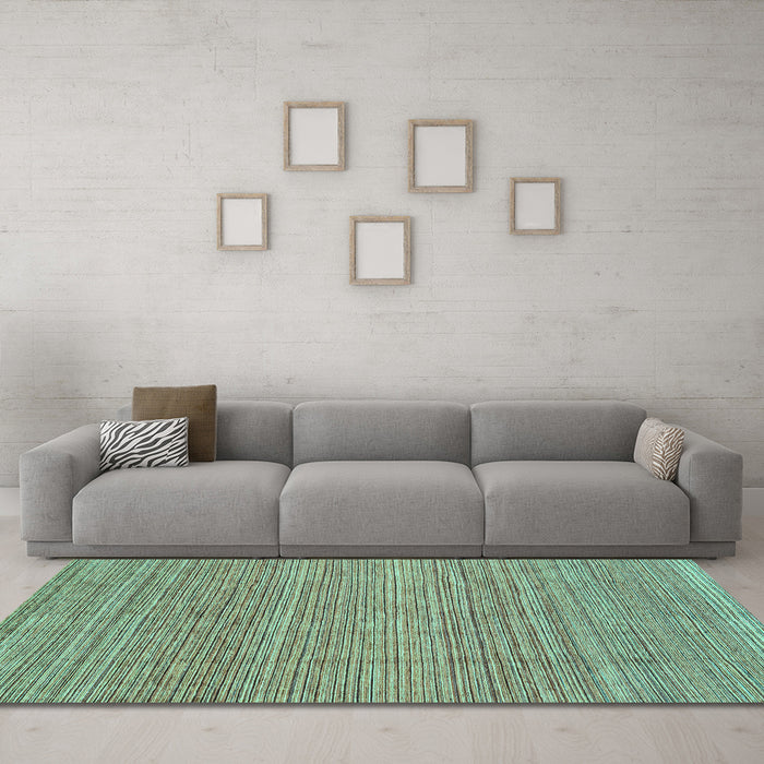 Machine Washable Abstract Turquoise Modern Area Rugs in a Living Room,, wshabs3490turq