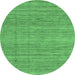 Round Abstract Emerald Green Modern Rug, abs3490emgrn