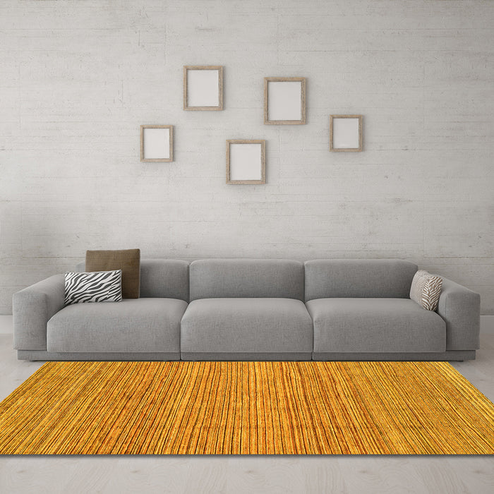Machine Washable Abstract Yellow Modern Rug in a Living Room, wshabs3490yw