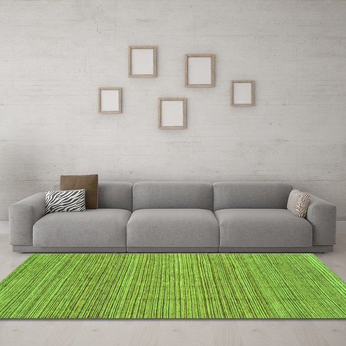 Machine Washable Abstract Green Modern Area Rugs in a Living Room,, wshabs3490grn