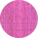 Round Machine Washable Abstract Pink Modern Rug, wshabs3490pnk