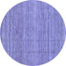 Round Machine Washable Abstract Blue Modern Rug, wshabs3490blu