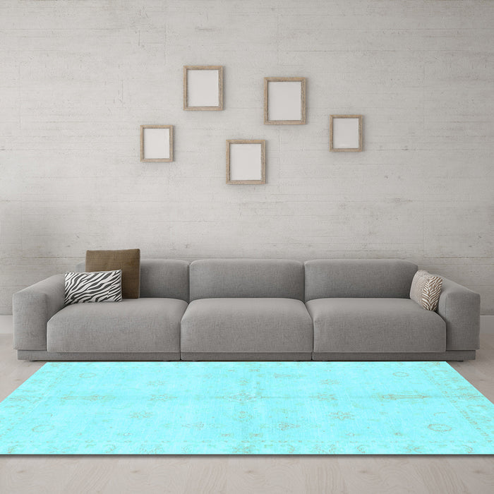 Machine Washable Abstract Light Blue Modern Rug in a Living Room, wshabs3491lblu