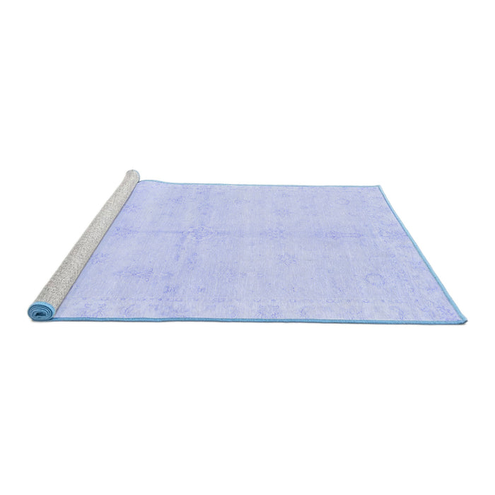 Sideview of Machine Washable Abstract Blue Modern Rug, wshabs3491blu
