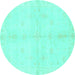 Round Abstract Turquoise Modern Rug, abs3491turq