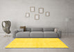 Machine Washable Abstract Yellow Modern Rug in a Living Room, wshabs3491yw