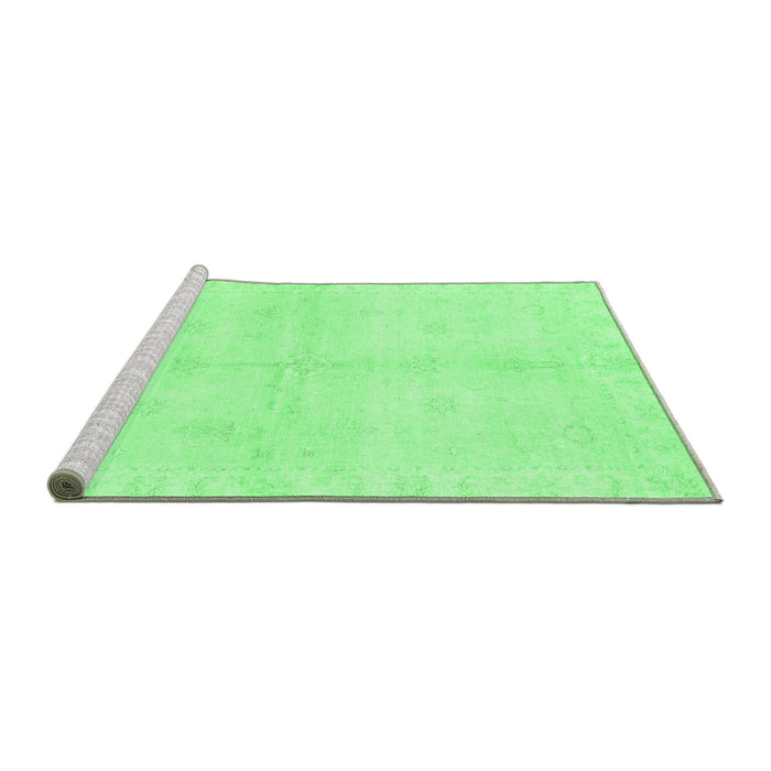 Sideview of Machine Washable Abstract Emerald Green Modern Area Rugs, wshabs3491emgrn