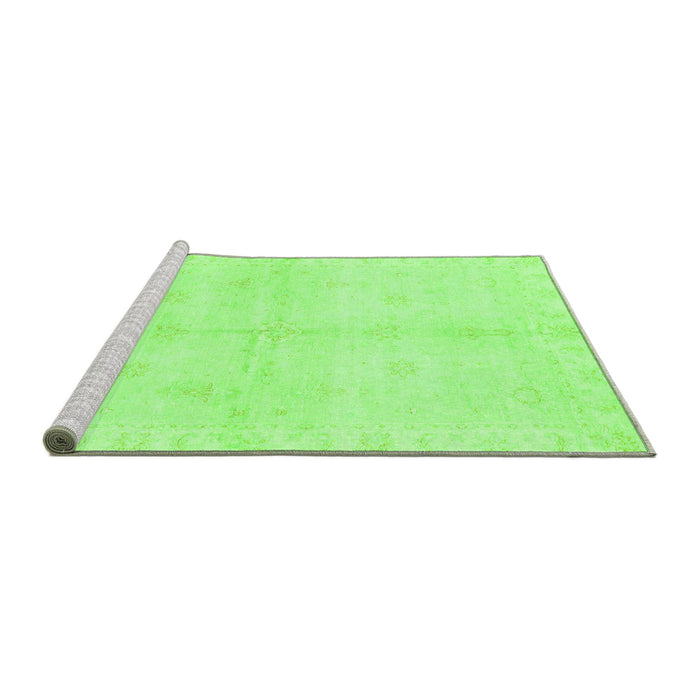 Sideview of Machine Washable Abstract Green Modern Area Rugs, wshabs3491grn