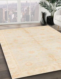 Machine Washable Abstract Pastel Orange Rug in a Family Room, wshabs3491