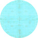 Round Machine Washable Abstract Light Blue Modern Rug, wshabs3491lblu