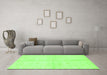 Machine Washable Abstract Green Modern Area Rugs in a Living Room,, wshabs3491grn