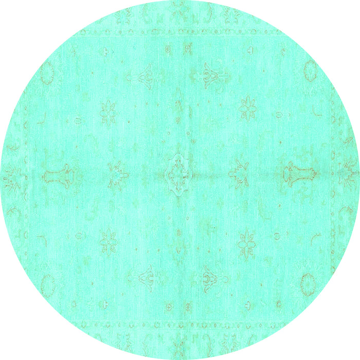Round Machine Washable Abstract Turquoise Modern Area Rugs, wshabs3491turq