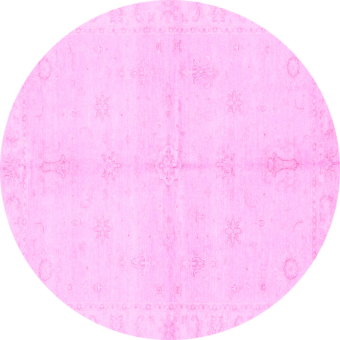 Round Abstract Pink Modern Rug, abs3491pnk