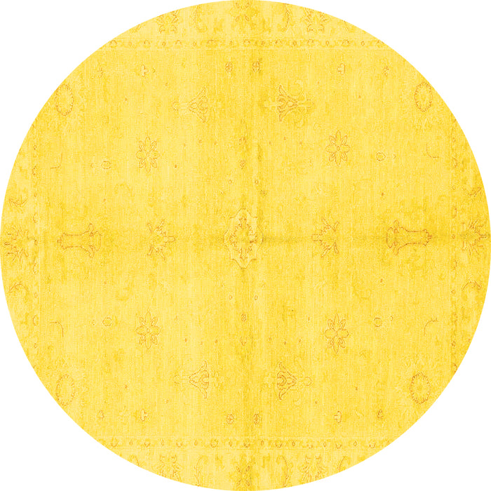 Round Machine Washable Abstract Yellow Modern Rug, wshabs3491yw