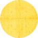 Round Machine Washable Abstract Yellow Modern Rug, wshabs3491yw