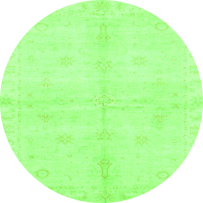 Round Abstract Green Modern Rug, abs3491grn