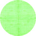 Round Abstract Green Modern Rug, abs3491grn