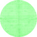 Round Abstract Emerald Green Modern Rug, abs3491emgrn