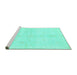 Sideview of Machine Washable Abstract Turquoise Modern Area Rugs, wshabs3491turq