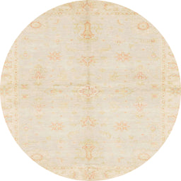 Round Abstract Pastel Orange Modern Rug, abs3491