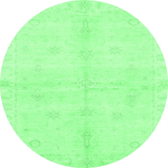 Round Machine Washable Abstract Emerald Green Modern Area Rugs, wshabs3491emgrn