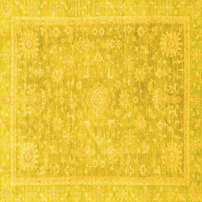 Square Machine Washable Oriental Yellow Traditional Rug, wshabs3492yw