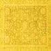 Square Machine Washable Oriental Yellow Traditional Rug, wshabs3492yw