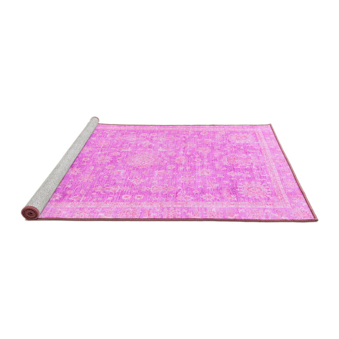 Sideview of Machine Washable Oriental Pink Traditional Rug, wshabs3492pnk