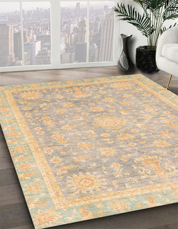 Abstract Brown Oriental Rug in Family Room, abs3492