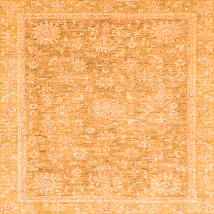 Square Machine Washable Oriental Orange Traditional Area Rugs, wshabs3492org