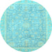 Round Oriental Light Blue Traditional Rug, abs3492lblu