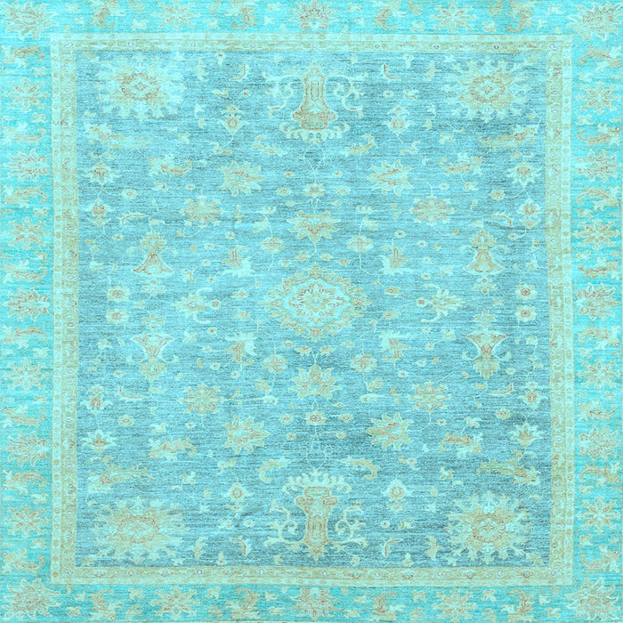 Square Machine Washable Oriental Light Blue Traditional Rug, wshabs3492lblu