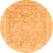 Round Oriental Orange Traditional Rug, abs3492org