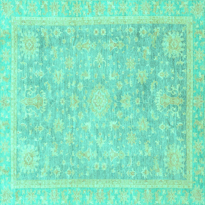 Square Oriental Turquoise Traditional Rug, abs3492turq