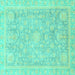 Square Oriental Turquoise Traditional Rug, abs3492turq