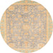 Round Abstract Brown Oriental Rug, abs3492