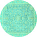 Round Oriental Turquoise Traditional Rug, abs3492turq