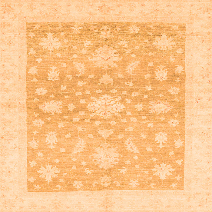 Square Machine Washable Oriental Orange Traditional Area Rugs, wshabs3493org