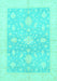 Machine Washable Oriental Turquoise Traditional Area Rugs, wshabs3493turq