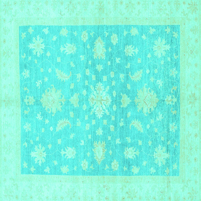 Square Machine Washable Oriental Turquoise Traditional Area Rugs, wshabs3493turq