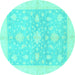 Round Oriental Turquoise Traditional Rug, abs3493turq