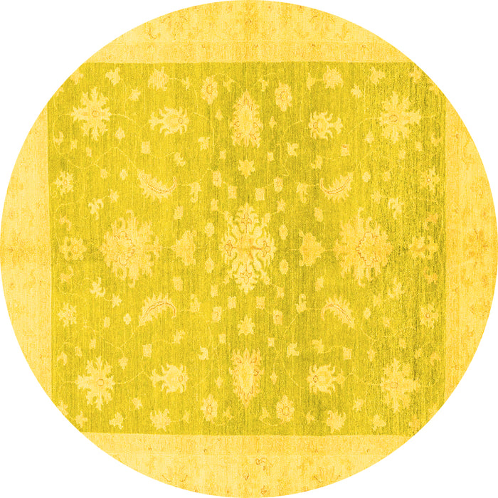 Round Oriental Yellow Traditional Rug, abs3493yw