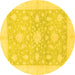 Round Oriental Yellow Traditional Rug, abs3493yw