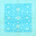 Square Machine Washable Oriental Light Blue Traditional Rug, wshabs3493lblu