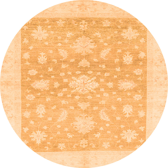 Round Machine Washable Oriental Orange Traditional Area Rugs, wshabs3493org