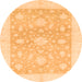 Round Machine Washable Oriental Orange Traditional Area Rugs, wshabs3493org