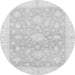 Round Machine Washable Oriental Gray Traditional Rug, wshabs3493gry