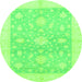 Round Oriental Green Traditional Rug, abs3493grn