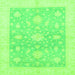 Square Oriental Green Traditional Rug, abs3493grn