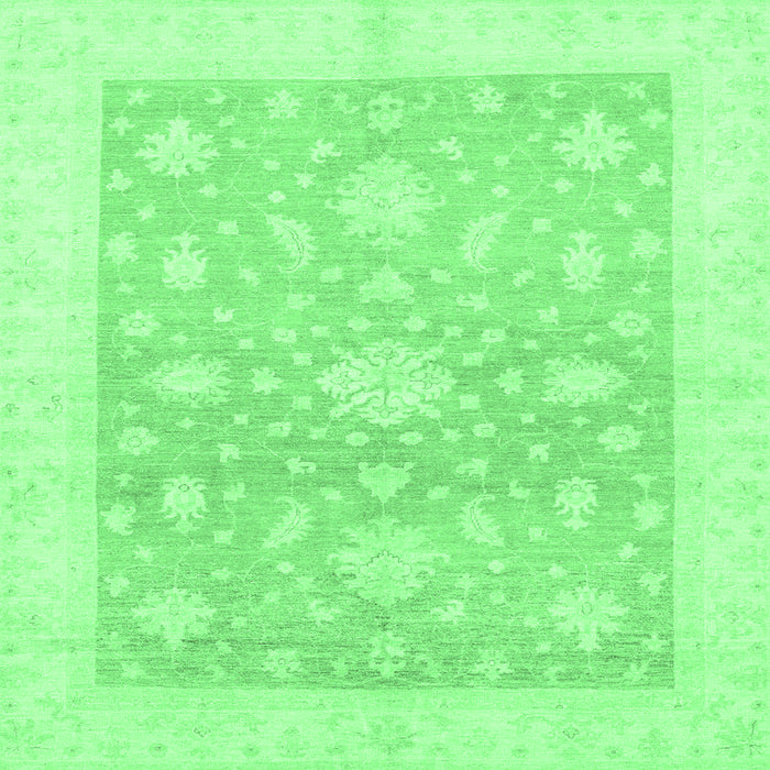 Square Machine Washable Oriental Emerald Green Traditional Area Rugs, wshabs3493emgrn